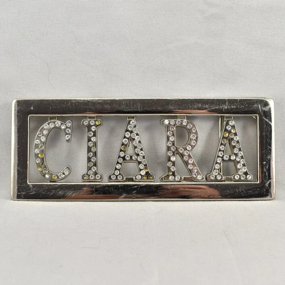 Belt Buckle Ciara Name Womens Rhinestones Shiny Sparkling‎ Silver Color Gift